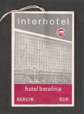 Hotel Berolina BERLIN East Germany - vintage luggage label/tag