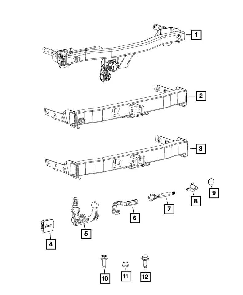 Receptor de enganche para remolque Jeep Compass 82214659AD (2017-2026) Mopar OEM Foto 3 de 3