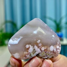 84G Natural Black Cherry Blossom Agate Heart-shaped Quartz Crystal Healing