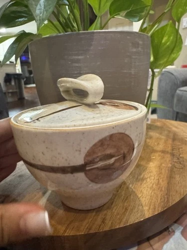 Vintage  1950's Red Wing Lute Song Sugar Bowl With lid Mid-Century Modern