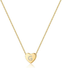 Initial Heart Necklace for Girls Women, Dainty Cubic Zirconia Initial Heart Pend