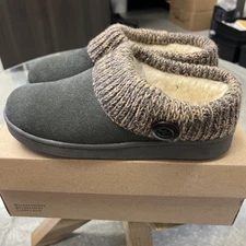 Clarks WMS Knit Collar Clog Slipper Womens 8M Grey Gray NEW