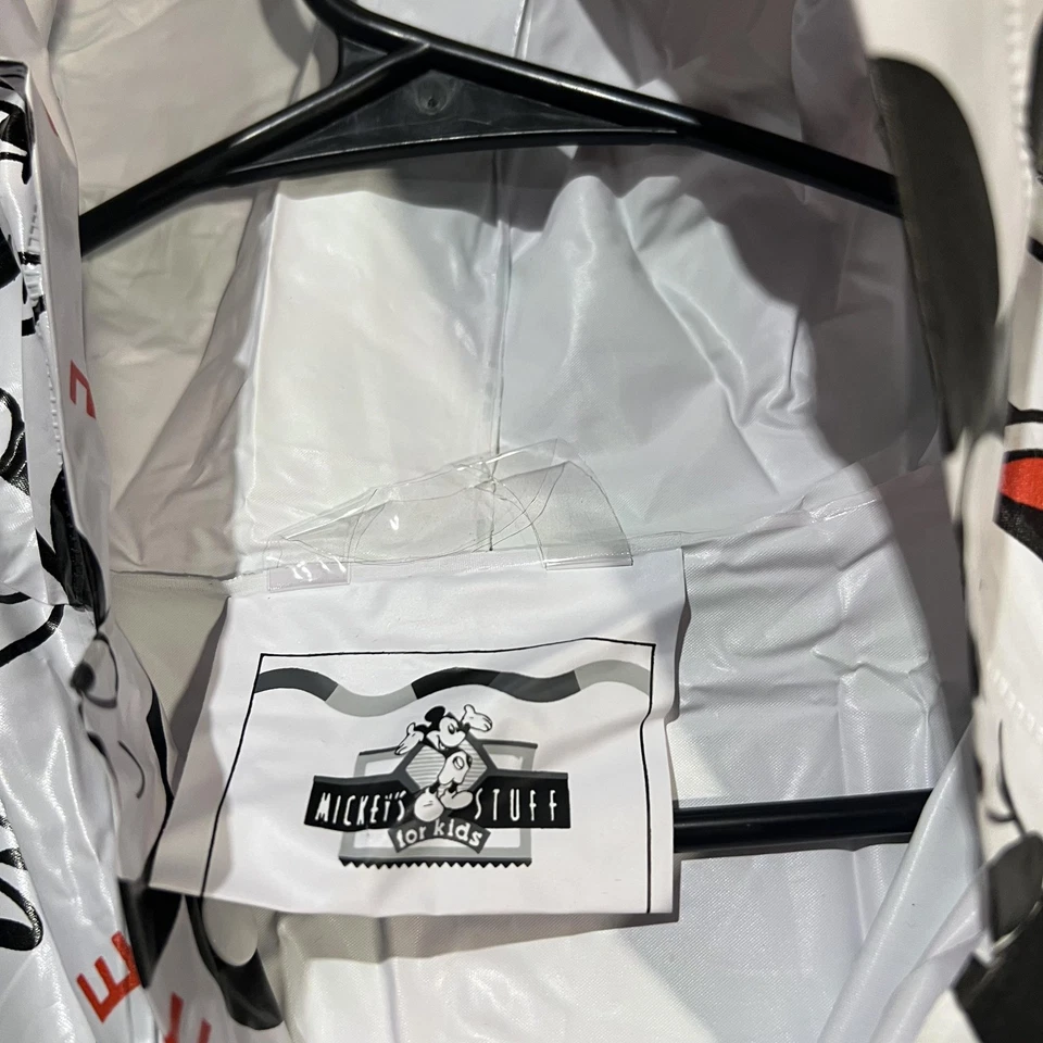 Poncho Vintage Disney Mickey Mouse Juvenil Capucha Vinilo Impermeable Blanco Negro Años 90 Foto 4 de 4