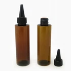 150ml Amber squeeze applicator bottles with black twist open spout caps