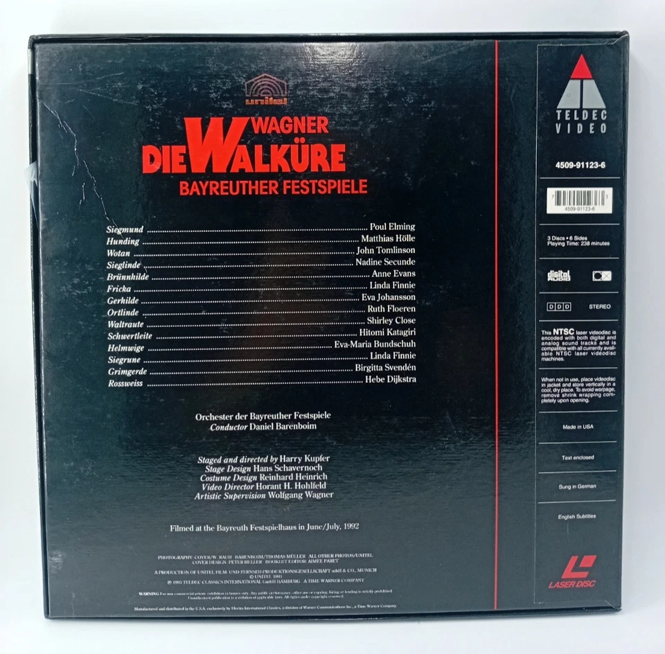 Wagner – Die Walküre Laser Disc Box Set (3 LD) Barenboim Bayreuth Teldec - Image 2 of 4