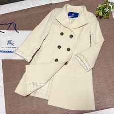 Burberry Blue Label Women's Ivory Wool Angora Stand Collar Coat 36 FA BZA