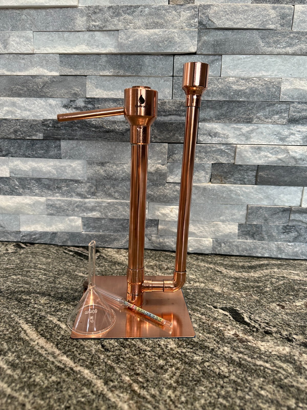 CoProof Handmade Moonshine Copper Proofing Parro, Glass Funnel and Hydrometer A7