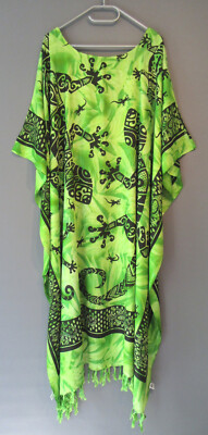 Kaftan Maxi Kleid GECKOS AUF GRÜN 2XL 3XL 4XL 52 54 56 58 60 -C662