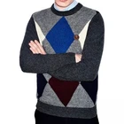 FRED PERRY SHETLAND WOOL ARGYLE CREW NECK SWEATER SWEATSHIRT JUMPER K7228-829