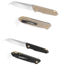 FLISSA Folding Pocket Knife, EDC Knife w/D2 Steel Blade&G10 Handle Brown/Black