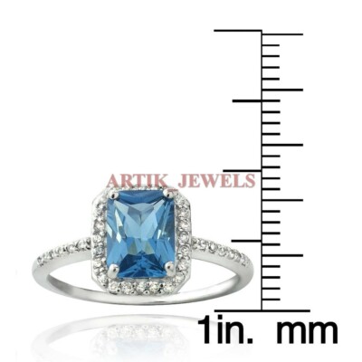Natural Blue Topaz Gemstone with 925 Sterling Silver Ring for Women's ...
