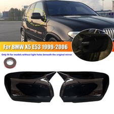 For Bmw X5 E53 1999-2006 Gloss Black Ox Horn Rearview Side Mirror Cover Trim