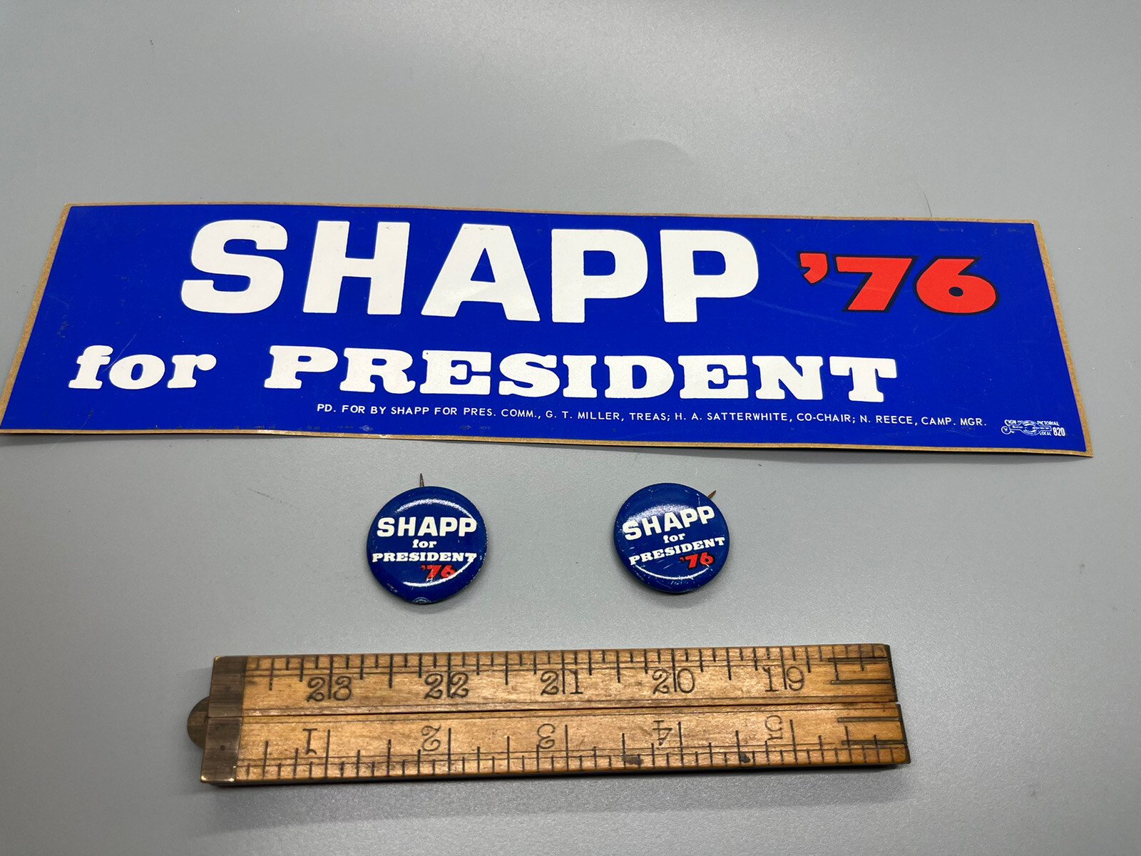 Milton Shapp for president 1976 bumper sticker and two pins historic cool!