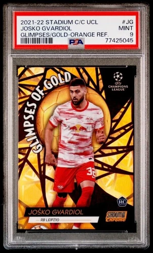 2021-22 Josko Gvardiol Topps Stadium Club Chrome Orange Rookie Card 17/25 PSA 9