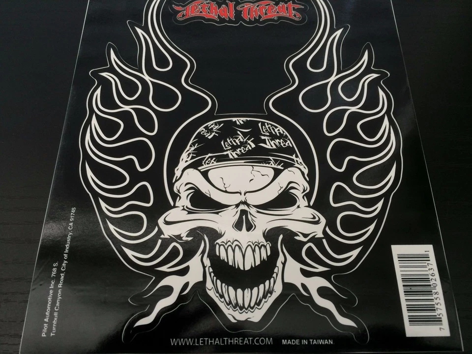 (6,75" x 5,50") Letal/Amenaza Calavera Alas Cuerpo Calcomanía Emblema Logo Adhesivo Foto 3 de 3