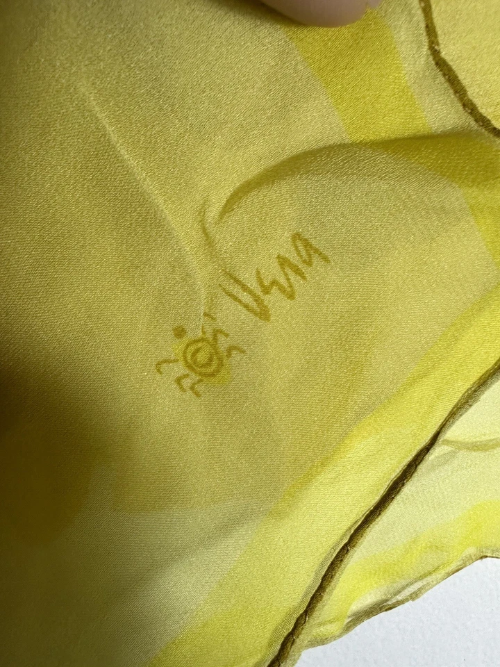 Bufanda de moda vintage Vera Ladybug amarillo rosa transparente cuadrada envoltura #56 Foto 4 de 4