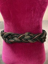 80s CAROLYN TANNER DESIGNS INC. BRAIDED SATIN BELT GREEN BRONZE GOLD