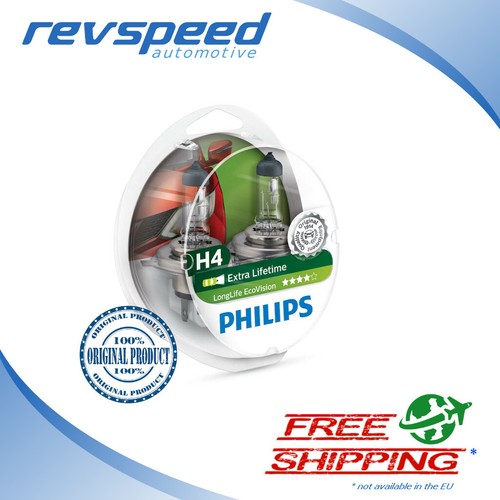 Philips H4 LongLife EcoVision Headlight 1x Bulb 4x Life Time ...