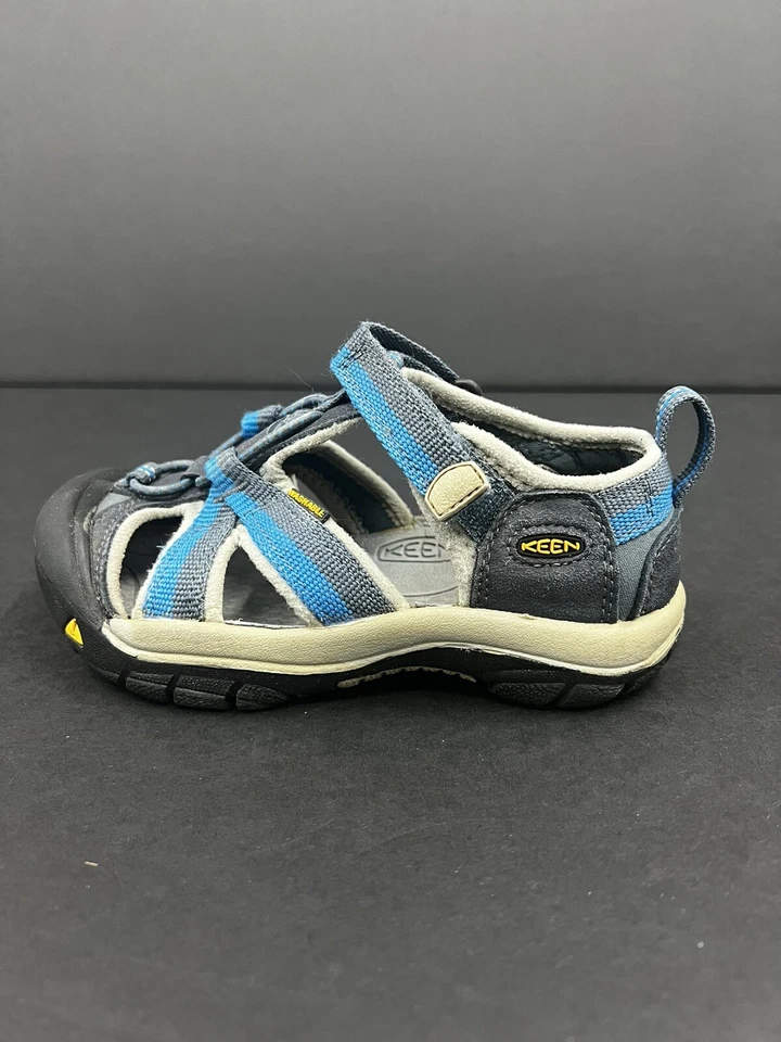 Sandalias impermeables de cuero de lona azul para niños Keen 12 zapatos lavables Foto 3 de 4