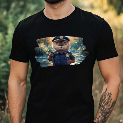 T-Shirt Herren Otter als Polizist Motiv Baumwolle Größe XS bis 5XL