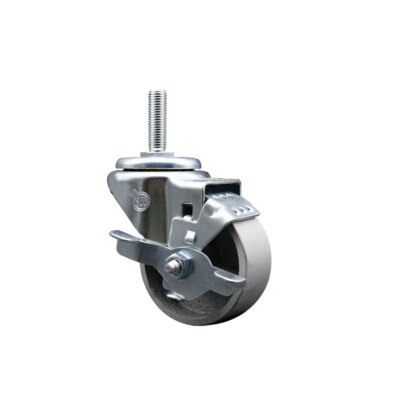 3 Inch Semi Steel Wheel Swivel 5/8 Inch Threaded Stem Caster with Brake SCC