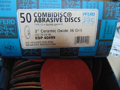 PFERD, 50 Abrasive Discs,  CDR 75 co 36 grit quick change 3'' 40499 ceramic oxide