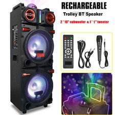 4,000W Portable Bluetooth Speaker Dual 10" Subwoofer Party Karaok DJ LED AUX MIC