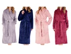 Dressing Gown Slenderella Womens Shawl Collar Wrap Embossed Fleece Bath Robe