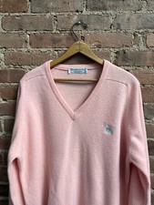 Vintage Burberry Men's Sweater, Sz 42, Pink Lambswool Scotland