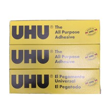 3 UHU Glue 35 ml. All Purpose Adhesive Tube Crystal Clear All Materials Repair