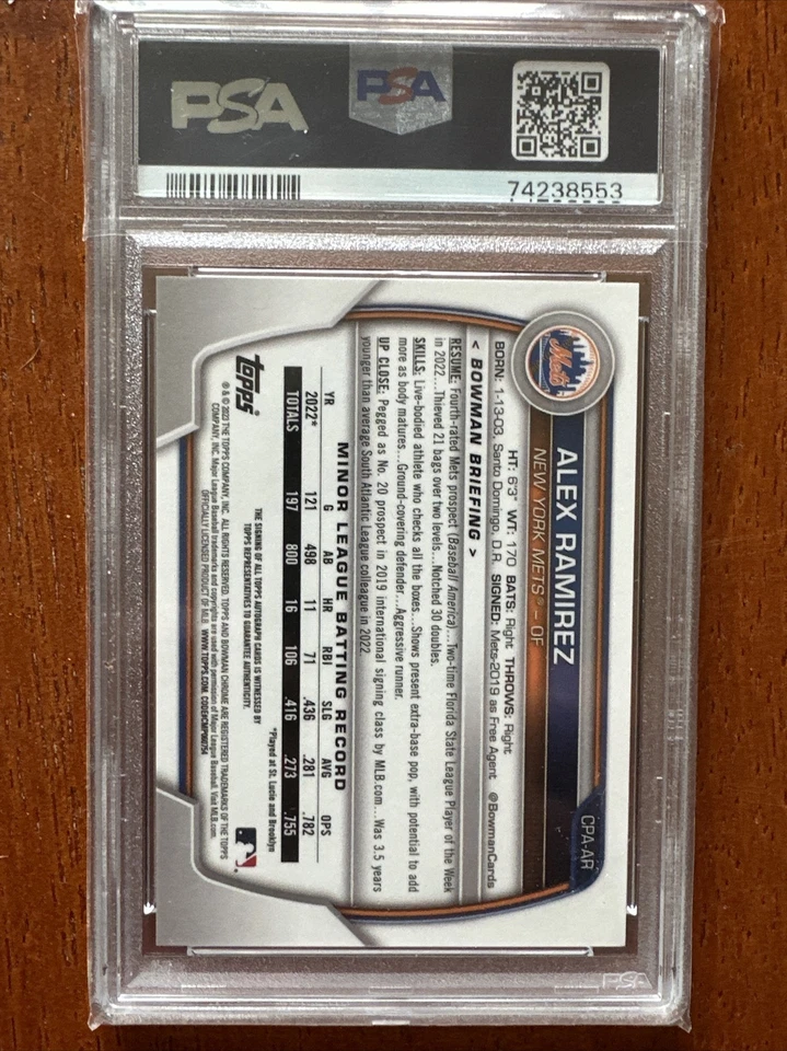 2023 Bowman Alex Ramirez Chrome Auto Red Lava Refractor PSA 9 Auto Graded 10 - Image 2 of 2