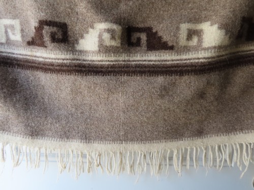 Vintage Southwest Indian Horse Serape Blanket Woven Wool Poncho 75X29 Fringe - Picture 7 of 15
