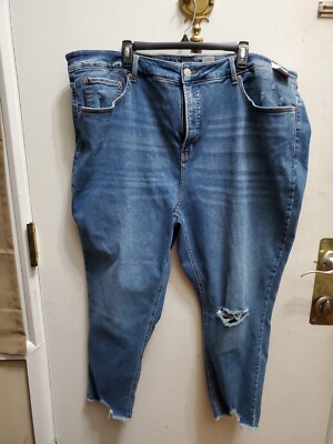 WOMEN'S PLUS 26W DENIM High Rise CROP JEANS Terra & Sky MED WASH BNWT