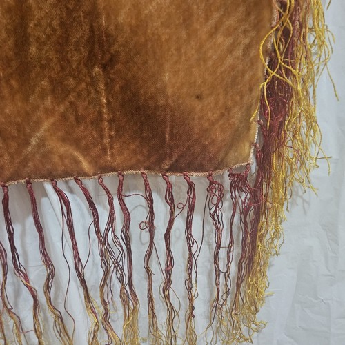 Arazzo tovaglia sciarpa pianoforte velluto vintage 32x34" frange hippie boho antico - Foto 13 di 13