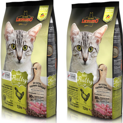 Leonardo Adult Poultry GF Katzenfutter trocken Getreidefrei | 2 x 7,5 kg