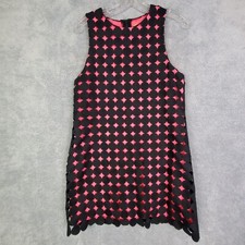 Alice Olivia Shift Dress Size S Black Polka Dot Silk Crew Neck Sleeveless Zip Up