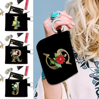 Initials New Canvas Wallet Purse Handbag Phone Card Coin Zip Holder Bag Case UK
