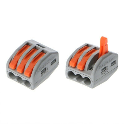 200PCS Electric Cable Wire Connector 3 Way Reusable Spring Lever Terminal Block