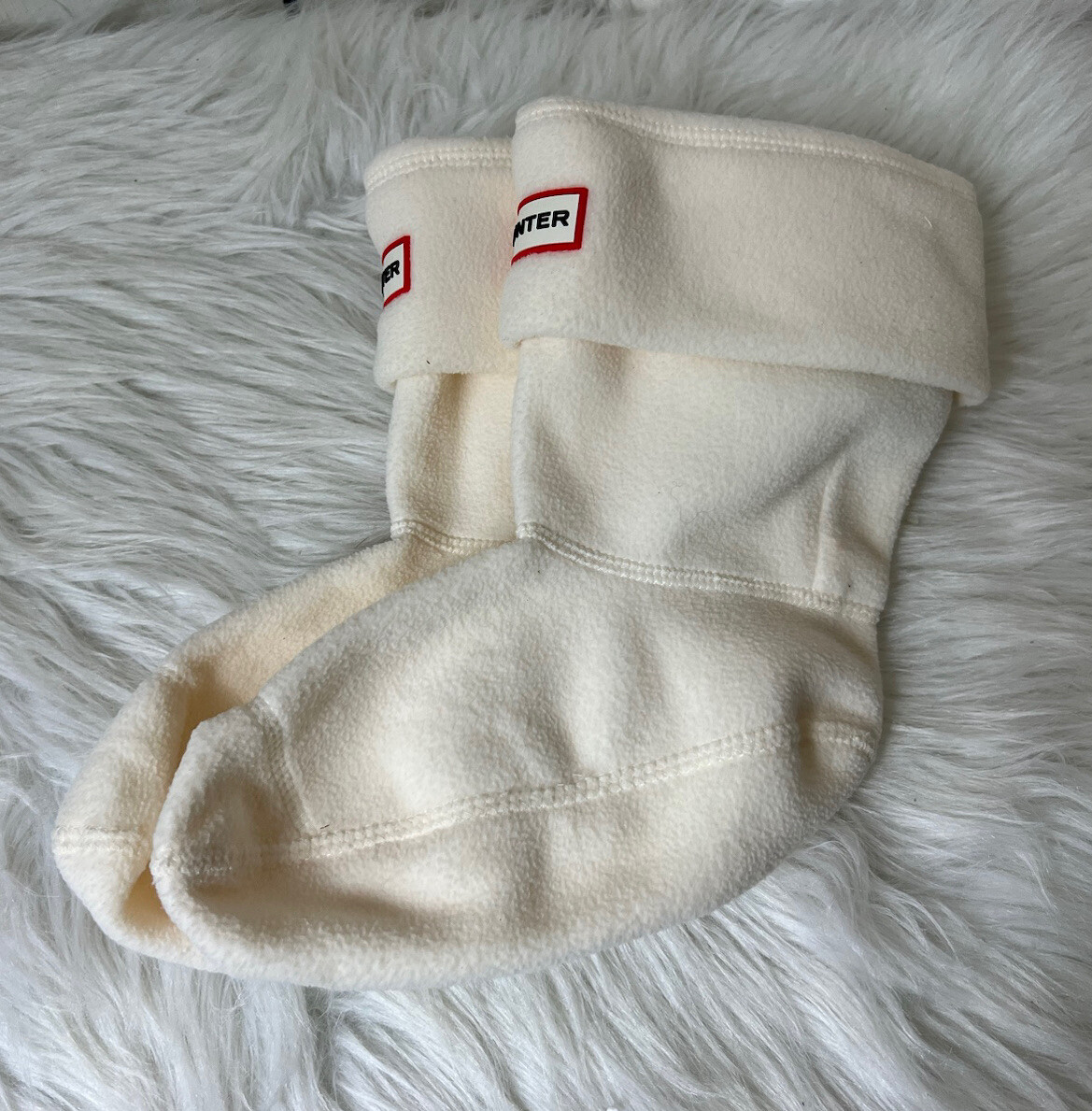 SAOLA Calzini Welly nuovi senza etichette Hunter suola morbida in pile stay on a forma di stivale bianchi taglia M