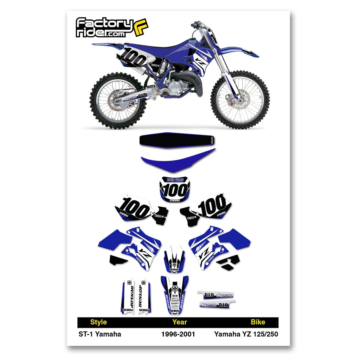 1996-2001 YAMAHA YZ 125-250 Graphics Kit Seat Cover Motocross