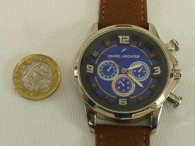 (ref288W79) Gents Daniel Hechter Blue Face Wristwatch Fully Working New Battery