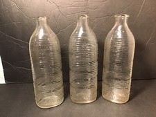 3 Vintage Ovale Nurser Clear Glass Baby Bottles 8oz Embossed 7   Tall