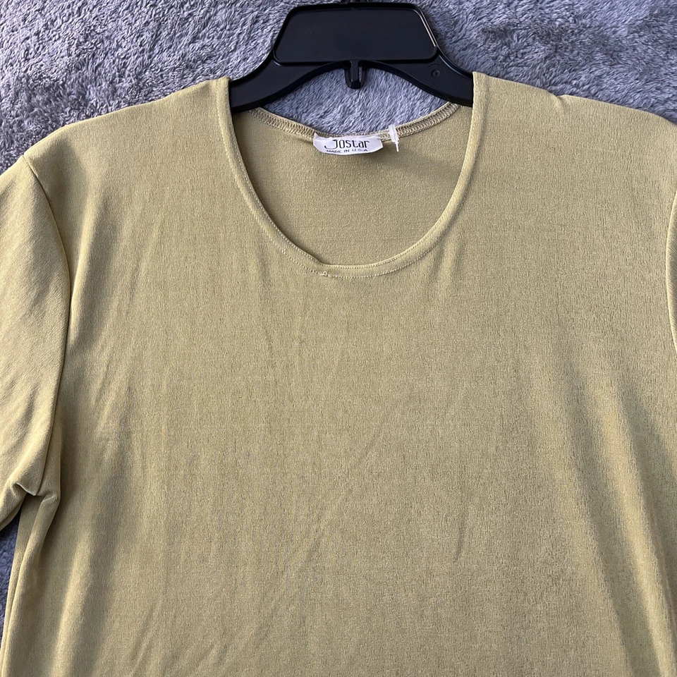 Camisa Josar Top Verde Oliva Manga Corta Cuello Redondo Hecha en EE. UU. Pullover Foto 3 de 4