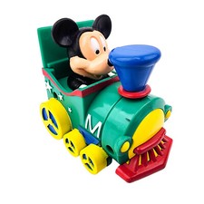 The Disney Store Mickey Mouse Wind Up Train Green and Red Tested