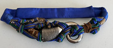 Blue Tan Belt - Carolyn Tanner Designs Vintage Woven-  Fits 28 - 34" Waist 