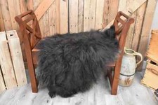 Icelandic sheepskin rug soft leather P-491 47"x28" Black w/White on the edges.
