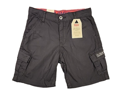 Levi's Cargo Shorts Boys 8 Reg 24 Black Relaxed Fit Adjustable Waist NWT MSRP$42