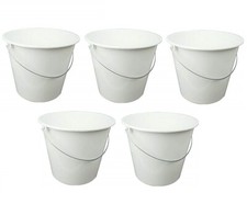5 Stück Haushaltseimer mit Metallbügel weiß, 5 Liter, Eimer Putzeimer