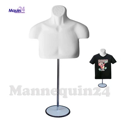 DISPLAYTOWN Male Torso Mannequin Body Form Chest Long - White Men Form +Stand +Hanging Hook