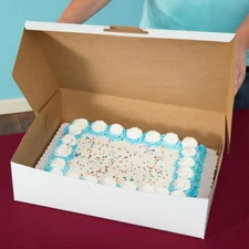 (50-Pack) 19" x 14" x 5" White Paperboard Half Sheet Cake / Bakery Box